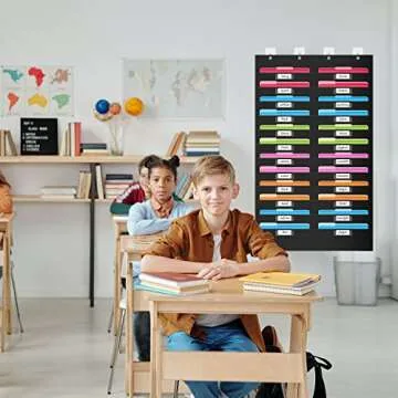 REGELETO 24 Pocket Storage Chart with Nametag Pockets, Hanging Wall File Organizer for Classroom and Office, Black
