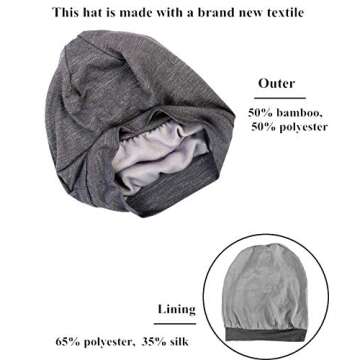 Satin Bonnet Hair Wrap for Sleeping - Hat for Curly Hair and Braids Adjustable Stay on Lined Silk Bo...