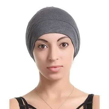 Satin Bonnet Hair Wrap for Sleeping - Hat for Curly Hair and Braids Adjustable Stay on Lined Silk Bonnets Scarf Hair Cover for Lady Lightweight Light Thin Jersey Chemo, Gifts for Women Dark Grey