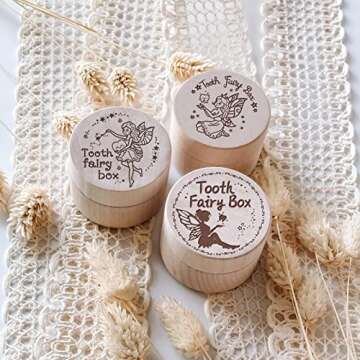 ORIGACH 3 Pcs Tooth Fairy Box for Boys and Girls, Wooden Tooth Holder, Tooth Keepsake Box for Baby Toddlers Boys Girls Lost Teeth Birthday Present