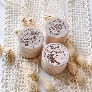 ORIGACH 3 Pcs Tooth Fairy Box for Boys and Girls, Wooden Tooth Holder, Tooth Keepsake Box for Baby Toddlers Boys Girls Lost Teeth Birthday Present