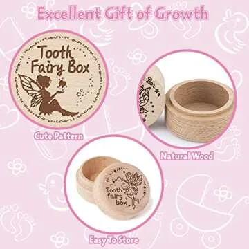 ORIGACH 3 Pcs Tooth Fairy Box for Boys and Girls, Wooden Tooth Holder, Tooth Keepsake Box for Baby Toddlers Boys Girls Lost Teeth Birthday Present
