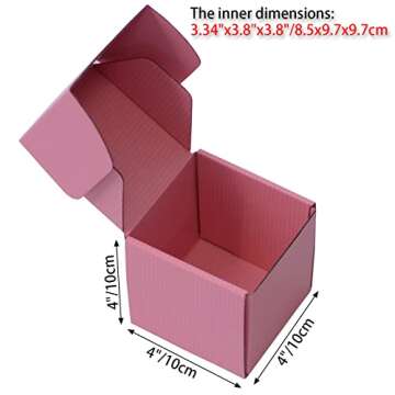 Small Pink Shipping Boxes For Business, 4*4*4 Inches,Pack Of 12,Corrugated Cardboard Boxes For Shipp...