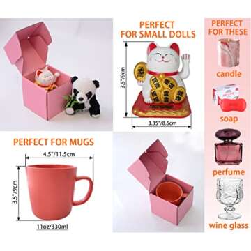 Small Pink Shipping Boxes For Business, 4*4*4 Inches,Pack Of 12,Corrugated Cardboard Boxes For Shipping,Packaging,Storage,Craft Gifts Giving