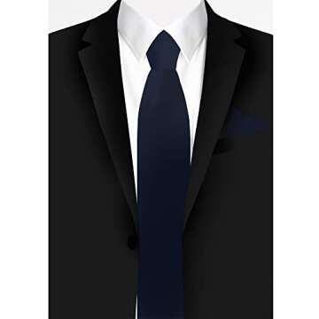 Jacob Alexander Solid Color Men's Regular Tie - Navy Blue