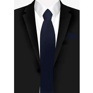 Jacob Alexander Solid Color Men's Regular Tie - Navy Blue