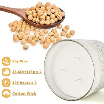 Candles for Home Scented, 2 Pack 3 Wick Large Jar Candles with Lid, 125 Hour Long Lasting Soy Wax Candles Gifts for Her, 14.5oz Lavender & Orchid Lily Moss Aromatherapy Candle