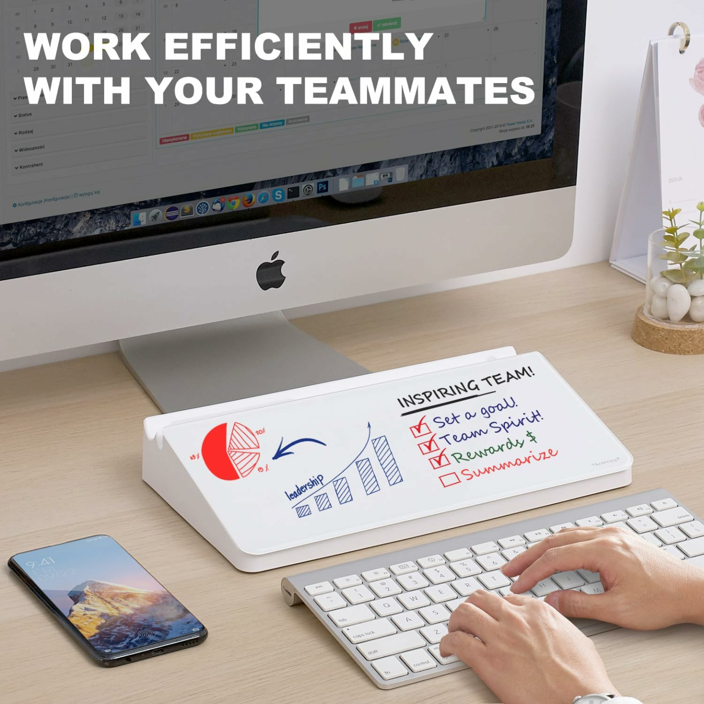 Small Glass Whiteboard - TSJ OFFICE Desk Organizer