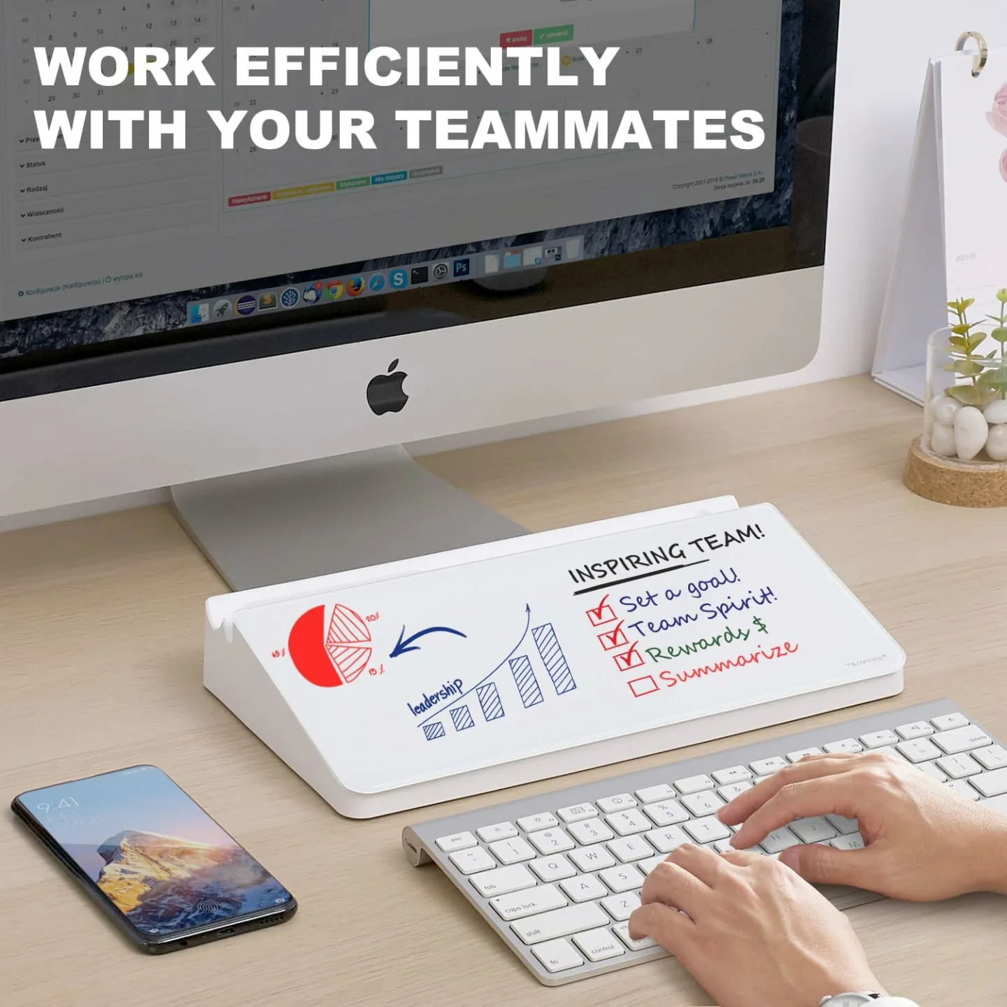 Small Glass Whiteboard - TSJ OFFICE Desk Organizer