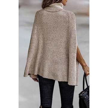 KIRUNDO Turtleneck Poncho Sweater for Stylish Comfort