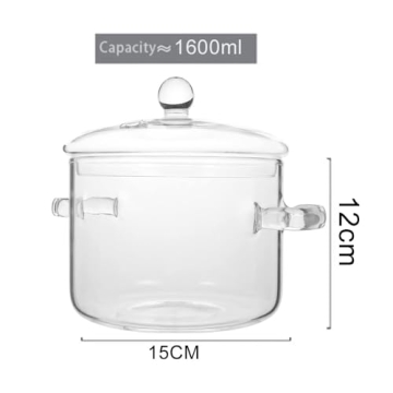 1600ml Borosilicate Glass Saucepan Stovetop Oven Safe