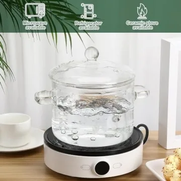 1600ml Borosilicate Glass Saucepan Stovetop Oven Safe