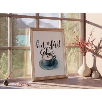 But First Coffee Wall Art Print - Unframed - 8x10 | Kitchen Wall Art | Room Décor Aesthetic | Office Wall Décor | Kitchen Wall Décor