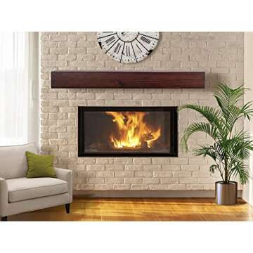 MANTELSDIRECT Houston Floating Wood Mantel Shelf with Hidden Storage Compartment - Mocha 72 Inch | B...