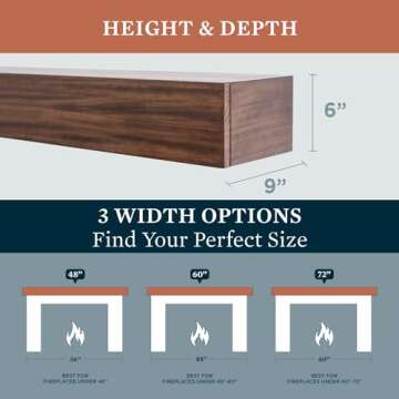 MANTELSDIRECT Houston Floating Wood Mantel Shelf with Hidden Storage Compartment - Mocha 72 Inch | Beautiful Wooden Rustic Shelf for TV Remotes, Controllers, and Décor