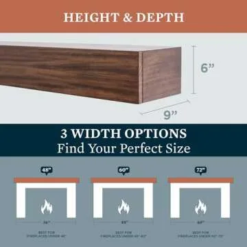 MANTELSDIRECT Houston Floating Wood Mantel Shelf with Hidden Storage Compartment - Mocha 72 Inch | Beautiful Wooden Rustic Shelf for TV Remotes, Controllers, and Décor