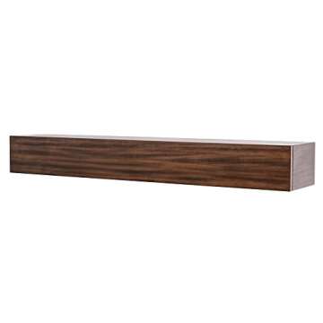 MANTELSDIRECT Houston Floating Wood Mantel Shelf with Hidden Storage Compartment - Mocha 72 Inch | Beautiful Wooden Rustic Shelf for TV Remotes, Controllers, and Décor