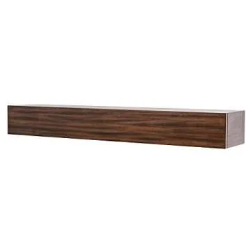 MANTELSDIRECT Houston Floating Wood Mantel Shelf with Hidden Storage Compartment - Mocha 72 Inch | Beautiful Wooden Rustic Shelf for TV Remotes, Controllers, and Décor