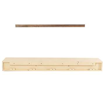 MANTELSDIRECT Houston Floating Wood Mantel Shelf with Hidden Storage Compartment - Mocha 72 Inch | Beautiful Wooden Rustic Shelf for TV Remotes, Controllers, and Décor