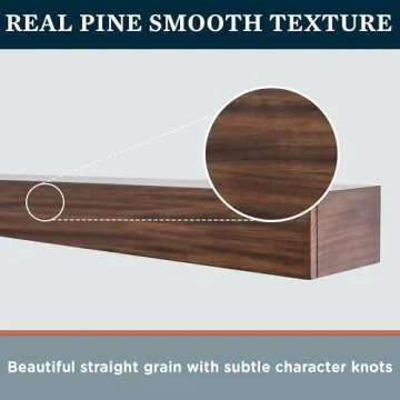 MANTELSDIRECT Houston Floating Wood Mantel Shelf with Hidden Storage Compartment - Mocha 72 Inch | Beautiful Wooden Rustic Shelf for TV Remotes, Controllers, and Décor