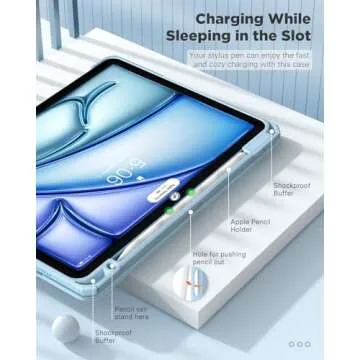 TiMOVO Case for iPad Air 11 Inch (M3/M2-2025/2024) with Pencil Holder, iPad Air 5th/4th Generation Case (2022/2020) 10.9 Inch, Slim Protective Cover with Clear Back, Auto Wake/Sleep, Sky Blue(V1)