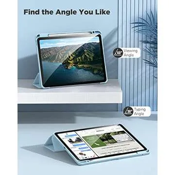 TiMOVO Case for iPad Air 11 Inch (M3/M2-2025/2024) with Pencil Holder, iPad Air 5th/4th Generation Case (2022/2020) 10.9 Inch, Slim Protective Cover with Clear Back, Auto Wake/Sleep, Sky Blue(V1)