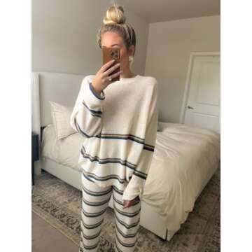 SCUSTY Cozy Striped Women’s Loungewear Set for Fall