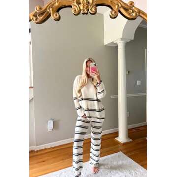 SCUSTY Cozy Striped Women’s Loungewear Set for Fall