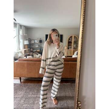 SCUSTY Cozy Striped Women’s Loungewear Set for Fall
