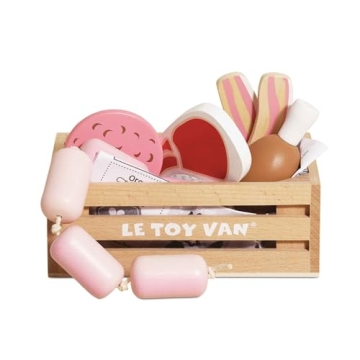 Le Toy Van - Educational Pretend Play Toy Food | Wooden Honeybee Market Meat Crate | Supermarket Pre...