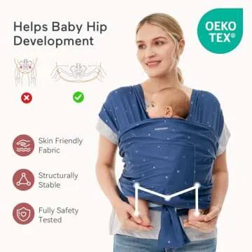 Momcozy Baby Wrap Carrier, Ergonomic Infant Slings for Newborn to Toddler 8-35 lbs, Adjustable Baby Wrap for Adult Fits Sizes XXS-XXL, Easy to Wear Baby Carriers, Starry Sky