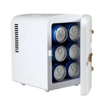 Frigidaire Retro Mini Personal Fridge Cooler, Holds up to 9 Cans, Portable for Car, Office, Bedroom, Dorm Room, or Cabin, Includes 110V AC and 12V DC cords - White Gold (Special Edition Color)