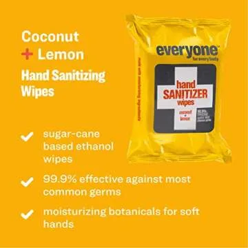 Everyone Hand Sanitizer Wipes, Coconut Lemon, 30 Towelettes