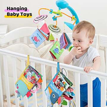 Sandrem Baby Soft Book, Cloth Baby Books, Crinkle Soft Baby Books 0-6 Months, Soft Books for Babies, Baby Books Toys, Sensory Toys 0-12 Months, Touch and Feel Crinkle Cloth Books for Baby Girl Boy