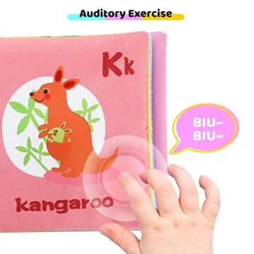 Sandrem Baby Soft Book, Cloth Baby Books, Crinkle Soft Baby Books 0-6 Months, Soft Books for Babies, Baby Books Toys, Sensory Toys 0-12 Months, Touch and Feel Crinkle Cloth Books for Baby Girl Boy