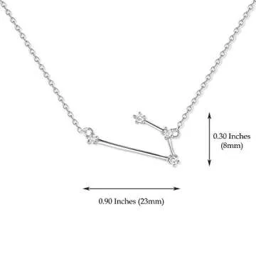 Sterling Silver Zodiac Constellation Necklace Astrology Horoscope Keepsake Card Gift For Women - Aries (Mar 22 - Apr 20)