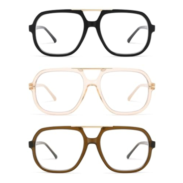 AMOMOMA Trendy Square Reading Glasses - Stylish Blue Light Readers for Women