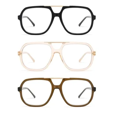 AMOMOMA Trendy Square Reading Glasses - Stylish Blue Light Readers for Women