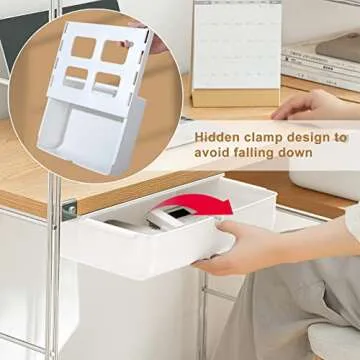PAVSTINE Under Desk Drawer, 2 Pack Attachable Under Desk Storage,Self-Adhesive Drawer,Slide Out Under Table Storage Under Desk Organizer Home Office Organization Hidden Storage White