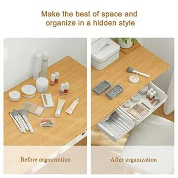 PAVSTINE Under Desk Drawer, 2 Pack Attachable Under Desk Storage,Self-Adhesive Drawer,Slide Out Under Table Storage Under Desk Organizer Home Office Organization Hidden Storage White