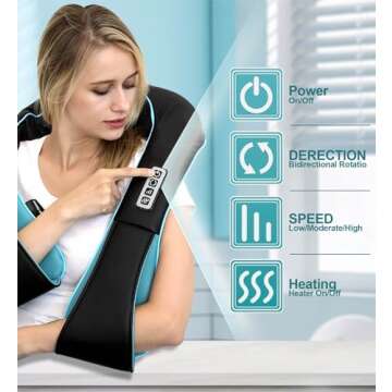 Mo Cuishle Shiatsu Neck and Shoulder Massager with Heat – Deep Kneading Massage for Relaxation –...