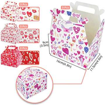 12 Pieces Valentine's Day Treat Boxes Small Goodie Present Boxes Recycled Heart Printed Cardboard Box for Candy, Cookies