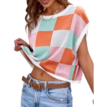 Saodimallsu Women’s Summer Color Block Crop Top