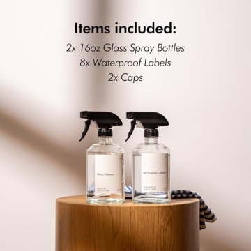 KIVY Glass Spray Bottles - Versatile 16oz Set for Home & Plants