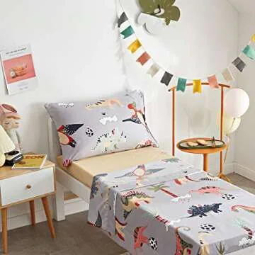 UOZZI 4 Piece Dinosaur Toddler Bed Set – Cozy & Fun