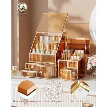 Elegant CoralHouse Makeup Organizer Amber - Classy Storage Solution for Your Beauty Essentials