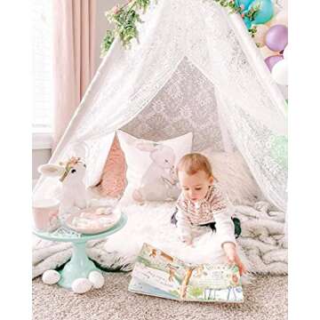 Lace Teepee Tent for Kids, Boho Tent Outdoor | Indoor, White Teepee Tent for Girls, Sheer Lace Tipi Canopy for Wedding, Party, Photo Prop