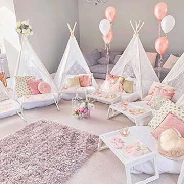 Lace Teepee Tent for Kids, Boho Tent Outdoor | Indoor, White Teepee Tent for Girls, Sheer Lace Tipi Canopy for Wedding, Party, Photo Prop