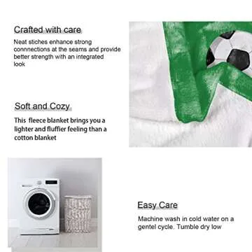 HommomH Sports Fleece Blanket 60" x 80" Eat Sleep Soccer Green Lightweight Fuzzy Cozy Soft Warm Throw for Man Boy Teen, Air Conditioning