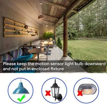 Energetic Motion Sensor Light Bulb, 60 Watt Equivalent (8.5W), Indoor/Outdoor Automatic Activated by Motion, A19, E26, 5000K Dusk to Dawn Security Bulbs for Entrance, Porch, Stairs, Hallway, 2 Pack
